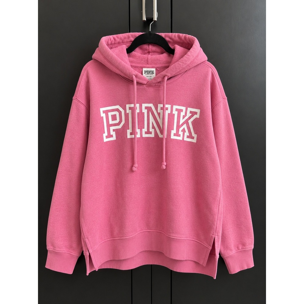 Victoria's Secret PINK Everyday Lounge Hoodie Pink White Logo Pullover Medium